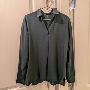 UNIQLO Spilt Neck Blouse, Size XS, Dark Green